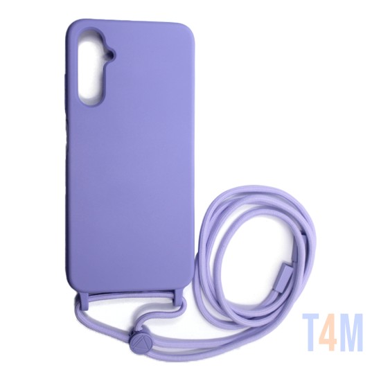 Capa de Silicone com Cordão para Samsung Galaxy A15 4g/A15 5g Roxo